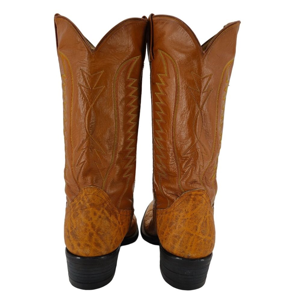 Vintage Exotic Hide Mens Size 6.5D Orange - Brown Leather Cowboy Western Boots - Picture 4 of 16